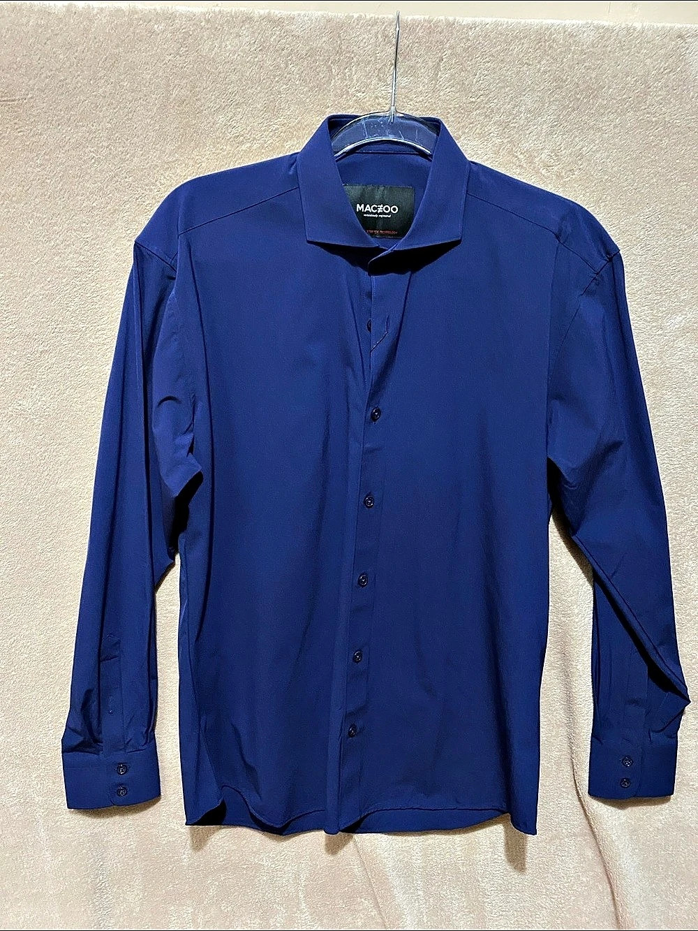 Maceoo Quadro Small Street Woven Dress Shirt in Blue Size Medium NWT